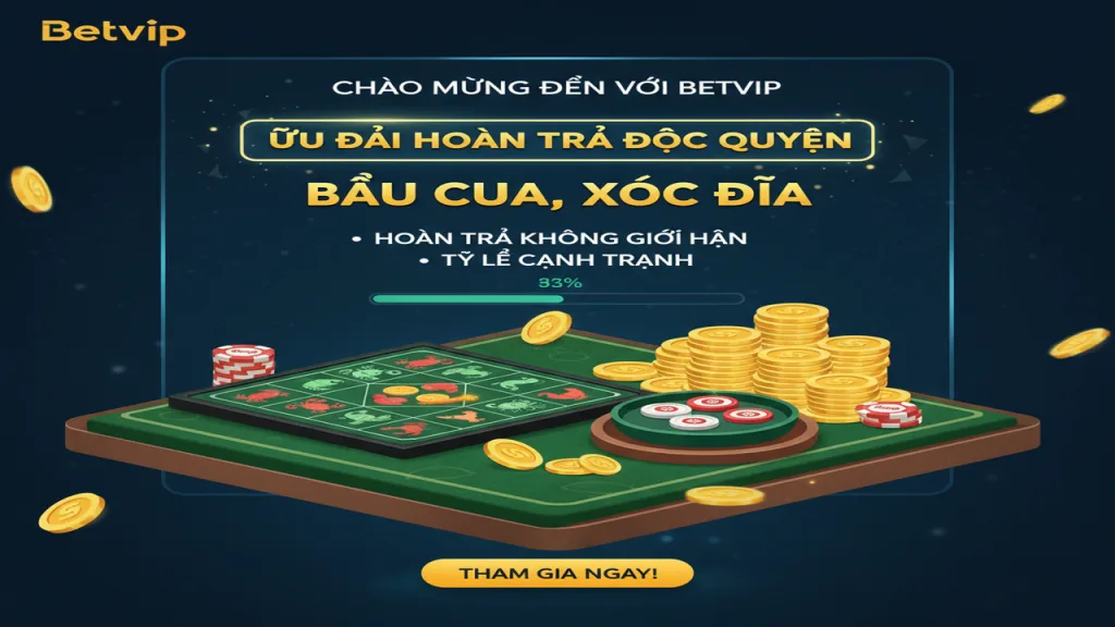 Ưu đãi hoàn trả sảnh Bầu Cua, Xóc Đĩa Betvip